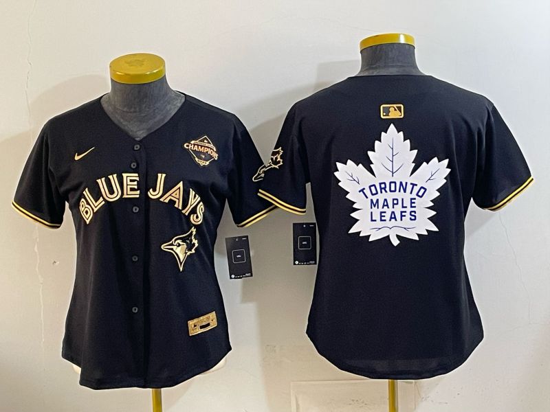 Women Toronto Blue Jays Blank Black Gold Game 2026 Nike MLB Jersey style 02->women mlb jersey->Women Jersey